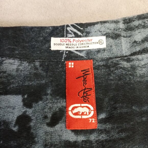 Marc Ecko Shirt Men's XL Black Gray Button Down Shirt - Baggy Relaxed Y2K - Picture 7 of 7
